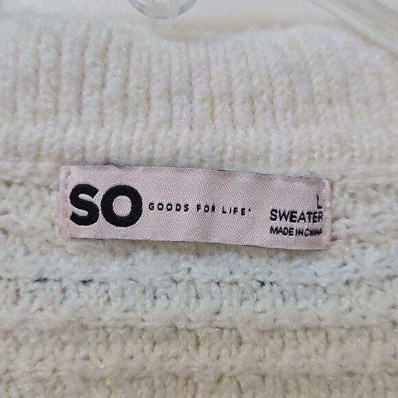 SO Waffle Knit Sweater Collared Size  Large Womens Comfy Warm Boxy - Picture 4 of 7